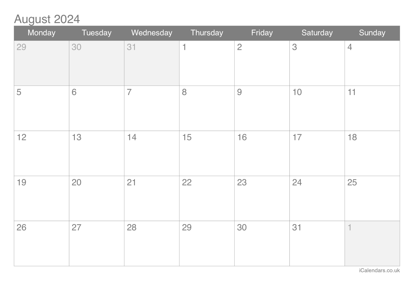 Calendar August 2024