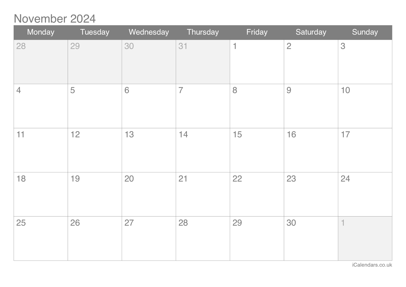 Calendar November 2024