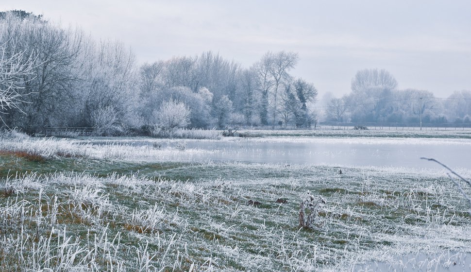 Flooded field in Standlake, West Oxfordshire in January 2023