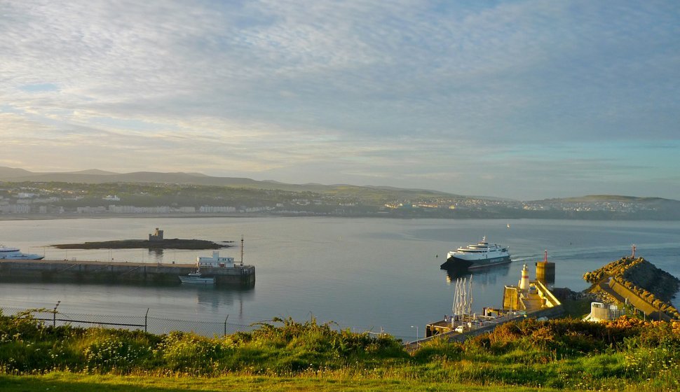 Steam Packet boat Manannan arriving back into Douglas Harbour, Isle of Man.